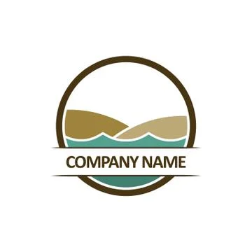 Beach logo inside circle vector illustration isolated on white background. Stock Illustration