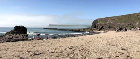 Beach Long Shot Cornwall 库存影片 91374963