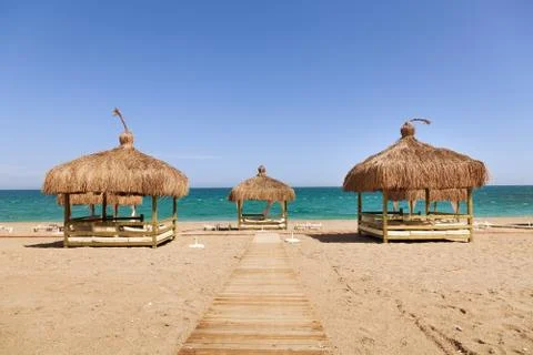 Beach lounge on the beach Stock Photos