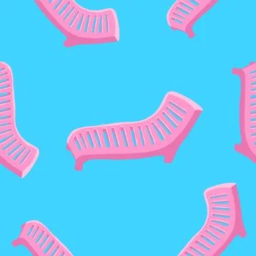 Beach lounger seamless pattern in cartoon flat style Stock Illustration