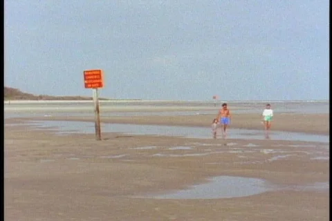 Beach at low tide Stock Footage