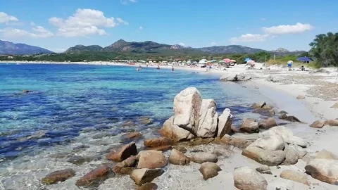 The beach of lu impostu  in Sardinia Stock Footage 134588045