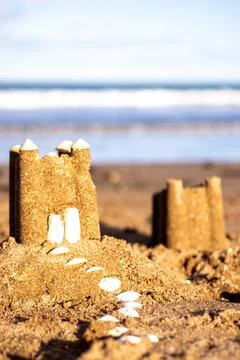 Beach Made Sandcastle Stock Photos
