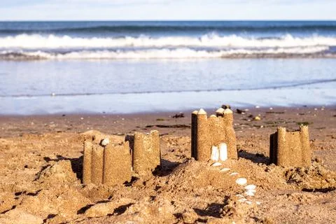 Beach Made Sandcastle Stock Photos
