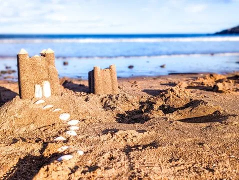 Beach Made Sandcastle Stock Photos