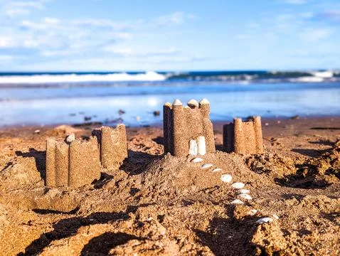 Beach Made Sandcastle Stock Photos