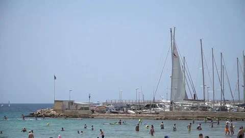 Beach by marina Video stock 128349190