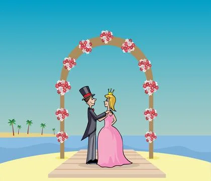 Beach married couple Wedding Vector pro illustration Stock Illustration