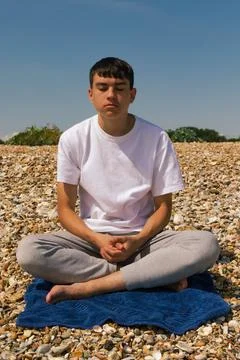 Beach Meditation Stock Photos