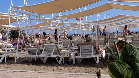Beach in the Mediterranean Sea. Video stock 122930882