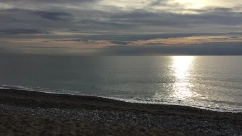 Beach of Menton at the sunset Stock Footage 255660759