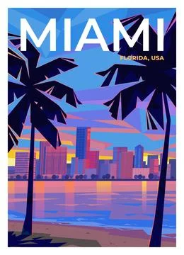 A beach in Miami, Florida. 스톡 일러스트