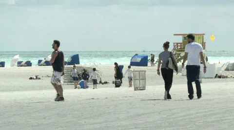 Beach in Miami Stock Footage 38127885