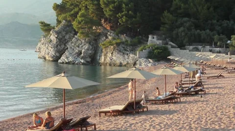 Beach in Montenegro Stock Footage 7340612