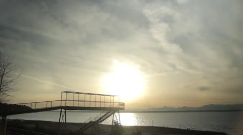 Beach Mountain Range Low Sun Pan Stock Footage 25157150