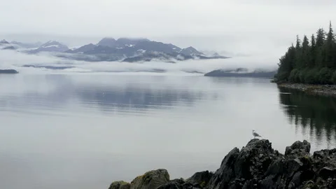 Beach Mountains Low Clouds 4K timelapse Video stock 232866742