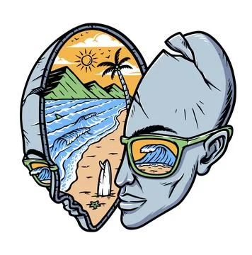 The beach in my mind illustration Stock Illustration