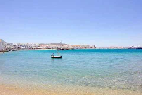 Beach of mykonos Stock Photos