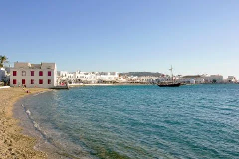 Beach of mykonos Stock Photos