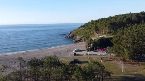 Beach in Navia, Aerial View Stock Footage 157512133