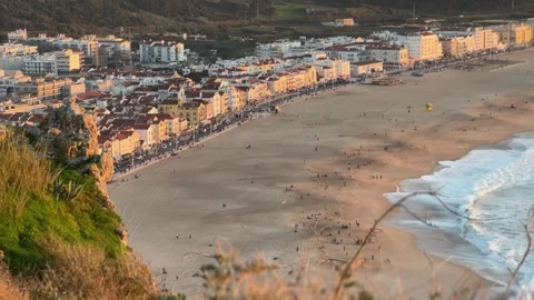 The beach in Nazaré Stock Footage 328630345