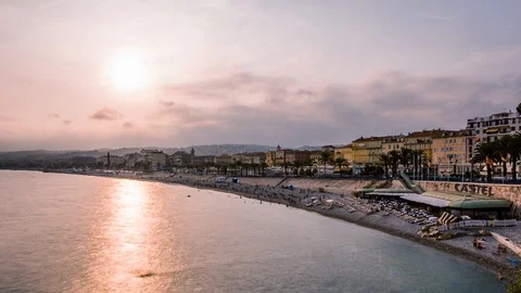 Beach of Nice time lapse Stock Footage 119041228