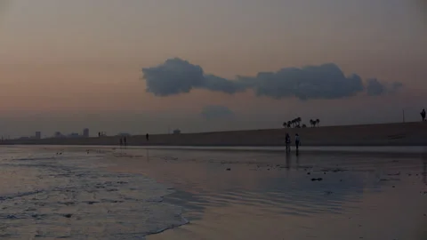 Beach Night Clouds Sky 60fps Stock Footage 179814248