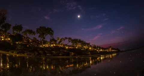 Beach at Night Motionlapse Bali 4k Stock Footage 44366356