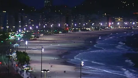 The beach at night in Rio de Janeiro Stock Footage 80168003