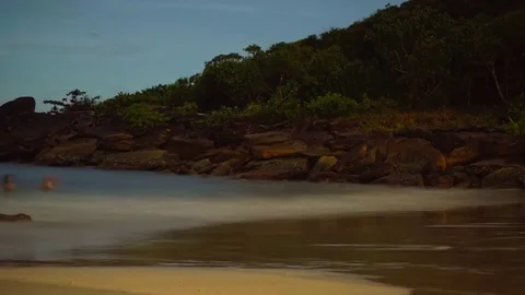 Beach at night time lapse shot Stock Footage 83369857