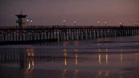 Beach Night Waves Sand Pier Stock Footage 172002966