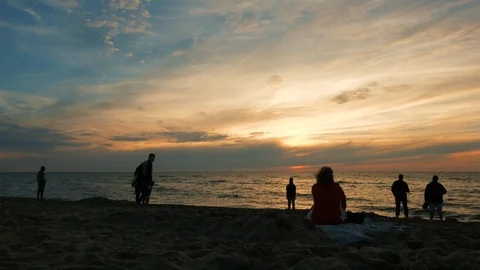 Beach Nightfall 02 Stock Footage 96590409