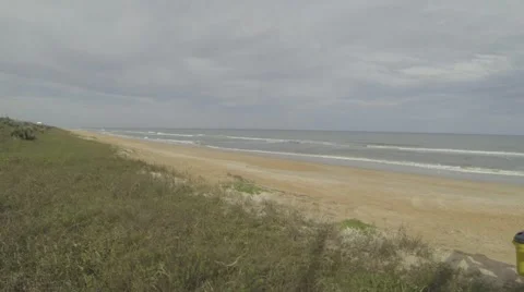 Beach North during Winter, Atlantic Ocean just north of Ormond Beach Stock Footage 46639601
