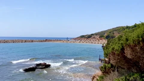 This beach is not far from Poseidon Temple. Very interesting historical places Stock Footage 241839675