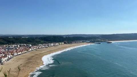 Beach on the ocean from above. Big waves on the ocean beach. Panorama of the Stock Footage 316392240