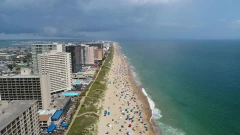 Beach Ocean City 4K Drone Footage Stock Footage 149126926