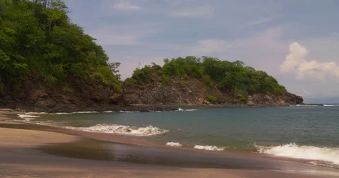 Beach, ocean, sand, wave,  mountains.. Tropical beach, coastal landscape Stock Footage 82630473