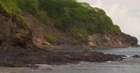 Beach, ocean, sand, wave,  mountains.. Tropical beach, coastal landscape Stock Footage 82633391