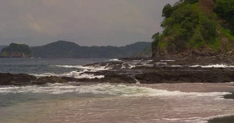 Beach, ocean, sand, wave,  mountains.. Tropical beach, coastal landscape Stock Footage 82633668