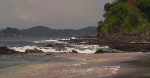 Beach, ocean, sand, wave,  mountains.. Tropical beach, coastal landscape Stock Footage 82634754