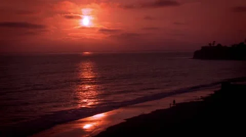 Beach Ocean Sunset Stock Footage 10755656
