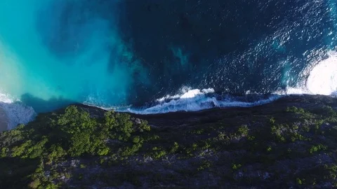 Beach with ocean view and huge waves. Stock Footage 79249299