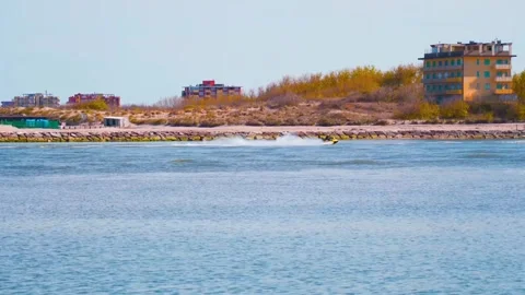 Beach ocean water boating fun Stock Footage 274414967
