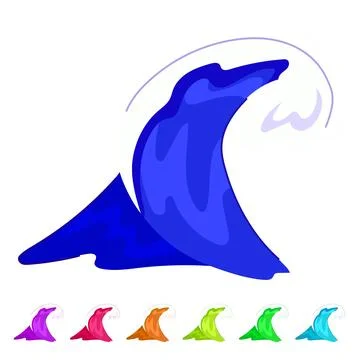 Beach ocean waves vector cartoon graphic Stock Illustration