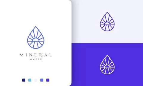 Beach or water logo in simple mono line and modern style Stock Illustration