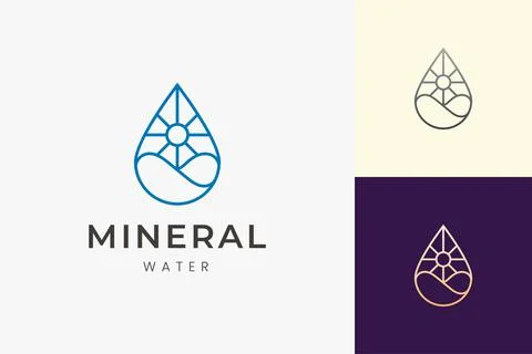Beach or water logo template in simple mono line and modern shape Stock Illustration