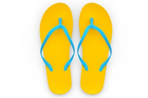 Beach orange flip-flops or sandals isolated on white background. Stock Illustration