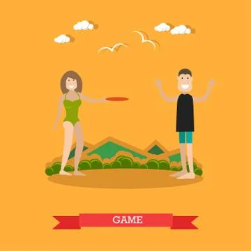 Beach outdoor game vector illustration in flat style Stock Illustration