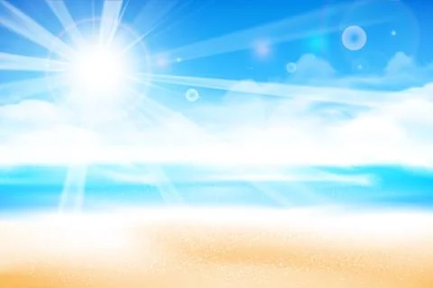The beach over blur blue sky background 001 Stock Illustration