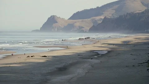 Beach Pacific Coast Ocean Sandy Mountain Water Travel Tourism Landscape Vídeo Stock 134714591